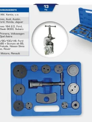Cenově Výhodný Brilliant Tools BT701000 Sada univerzálního nastavovacího nářadí pro píst brzdy, 13-dílná