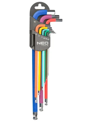 Neo Tools 09-512 Extra tvrdá sada barevných imbusových klíčů 1,5mm - 10 mm | 9ks Nízká Cena