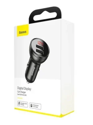 Top Prodej Baseus Adaptér do auta Digital Display Dual 2x USB, 4.8A, 24W, šedý CCBX-0G
