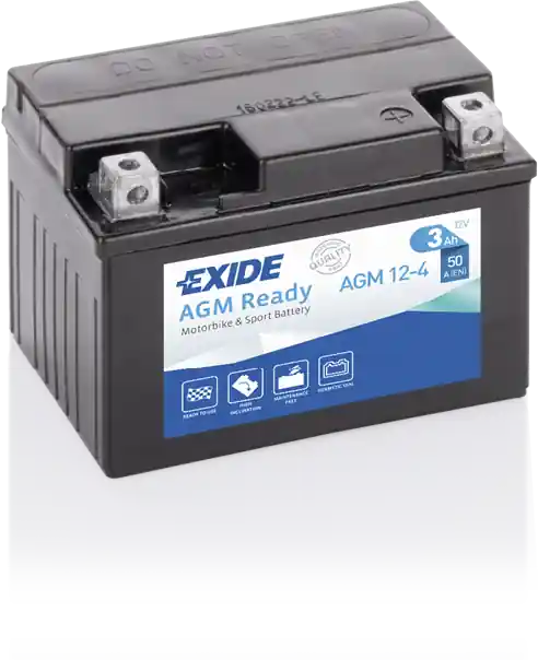 Motobaterie Exide Bike AGM Ready 12V, 3Ah, AGM12-4 Ihned K Objednání
