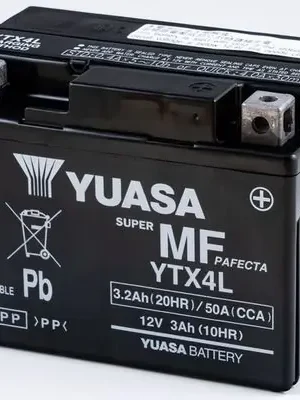 Motobaterie Yuasa Super MF 12V, 3Ah, 50A, YTX4L-BS Nová Kolekce