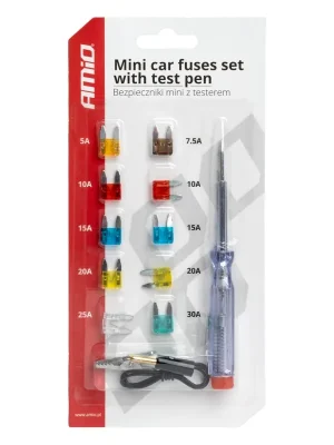 Víkendová Akce Amio 03524 Sada autopojistek MINI s testerem napětí