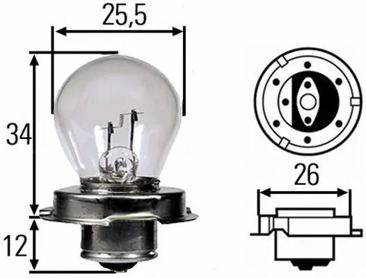 Sleva Hella 8GA 008 899-061 Žárovka 6V S3 P26s