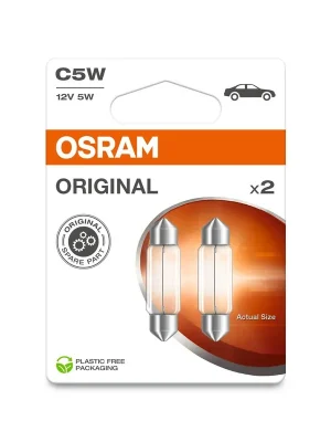 Autentický Osram 6418-2BL Žárovka, osvětlení poznávací značky 12V C5W SV8.5-8 2Ks
