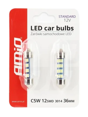 Amio 01090 Žárovka LED STANDARD 3014 12SMD Festoon C5W C10W C3W 36mm White 12V Top Prodej