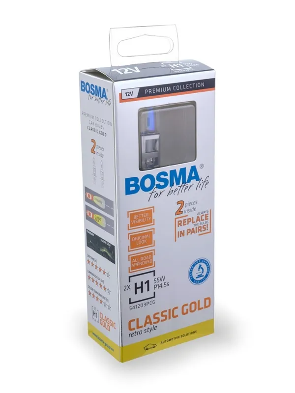 Bosma 8931 Žárovka CLASSIC GOLD 12V 55W H1 P14,5s (twin box) Nejlepší Cena
