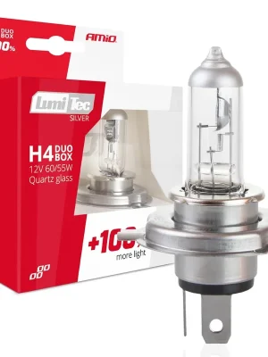 Amio 01402 Halogenový duo blistr (2ks) LumiTec SILVER +100% H4 12V 60/55W Akce