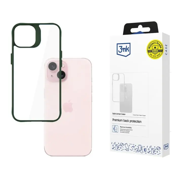 3mk Ochranný kryt Apple iPhone 15 - Satin Armor Case+ Green Levný