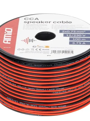 Amio 04457 Vodič reproduktoru dvoužilový CCA 2x0.75mm2 100m 3.75A Nová Kolekce