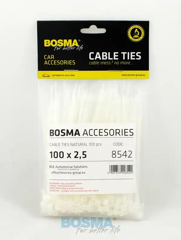 Bosma 8542 Stahovací pásky 2,5x100mm bílé 100Ks Finální Výprodej