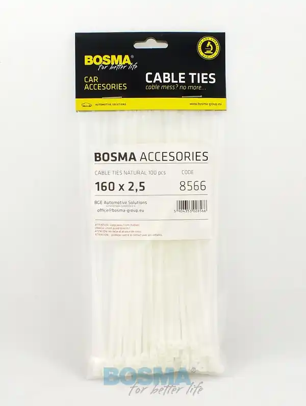 Bosma 8566 Stahovací pásky 2,5x160mm bílá 100Ks Super Cena