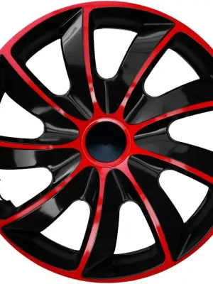 Ozdobné kryty kol / poklice 14 palců - Quad Bicolor Black Red - sada 4ks Časově Omezené