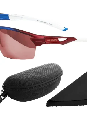 Brýle sluneční Polarized 255 - obroučky modré / skla červeno-zlatá zrcadlová / polarizační skla / pouzdro a utěrka Originální
