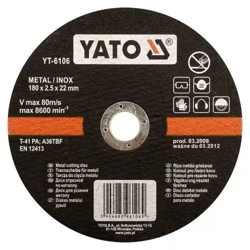 Akční Cena Yato Kotouč na kov 180 x 22 x 1,5 mm INOX YT-6105