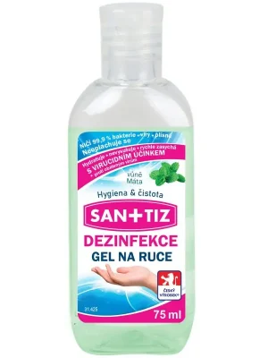 Dezinfekční gel na ruce / dezinfekce Sanitiz 75ml - parfém máta / obsahuje Aloe Vera Časově Omezené