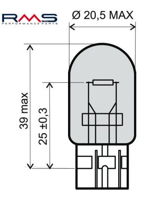 Žárovka RMS 246510445 12V 21/5W, T20 oranžová Časově Omezené