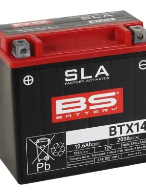 Továrně aktivovaná motocyklová baterie BS-BATTERY BTX14 (FA) (YTX14 (FA)) SLA Zlevněný