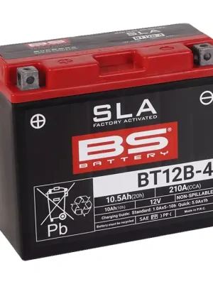 Továrně aktivovaná motocyklová baterie BS-BATTERY BT12B-4 (YT12B-4) SLA Omezená Nabídka