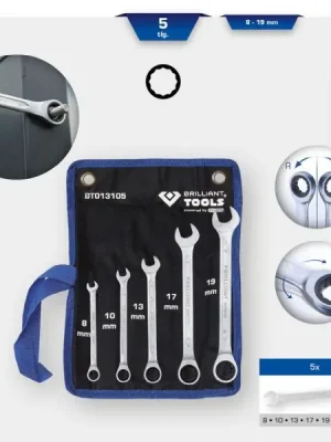 Brilliant Tools BT013105 Souprava řehtačkových klíčů s očkem, 5 dílná, 8 - 19 mm Sleva