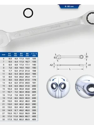 Brilliant Tools BT013732 Řehtačkový klíč s očkem, 32 mm Značkový