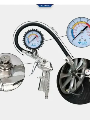 Brilliant Tools BT691019 Zařízení k měření tlaku v pneumatikách a huštění pneumatik, 0–16 bar Doprava Zdarma