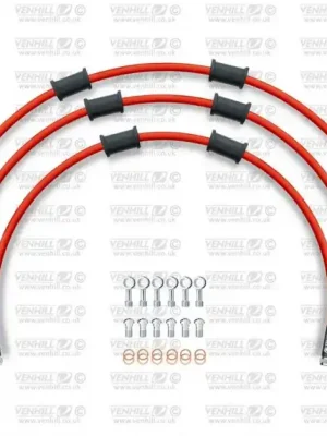 STANDARD Hadice přední brzdy sada Venhill POWERHOSEPLUS YAM-10006F-RD (3 hadice v sadě) červené hadice, chromové koncovk Finální Výprodej