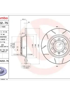 Vysoce Kvalitní Brzdový kotouč BREMBO 08.A202.75