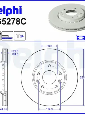 Brzdový kotouč DELPHI BG5278C Pouze Dnes