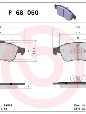 Sada brzdových destiček, kotoučová brzda BREMBO P68050X Značkový