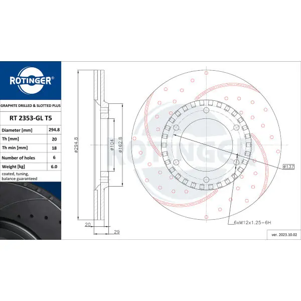 Poslední Šance Brzdový kotouč ROTINGER RT 2353-GL T5
