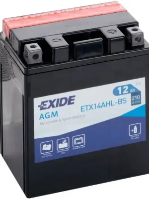 Přímo Od Výrobce Motobaterie Exide Bike AGM 12V, 12Ah, ETX14AHL-BS