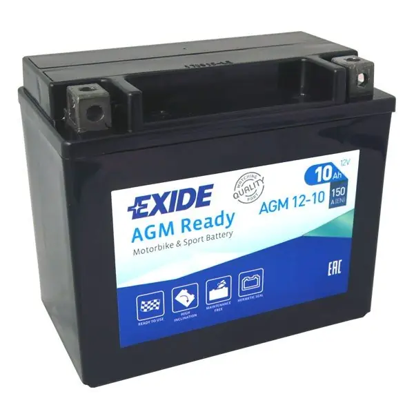 Motobaterie Exide Bike AGM Ready 12V, 10Ah, AGM12-10 Akce