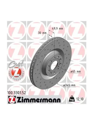 Brzdový kotouč ZIMMERMANN 100.3301.52 Omezená Nabídka