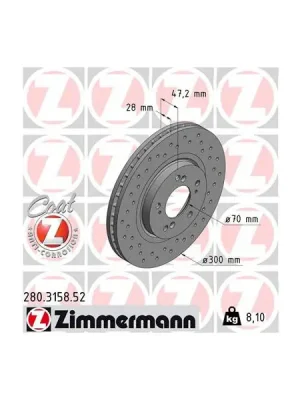 Koupit Online Brzdový kotouč ZIMMERMANN 280.3158.52