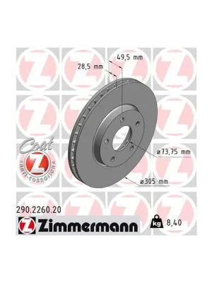 Brzdový kotouč ZIMMERMANN 290.2260.20 Autentický