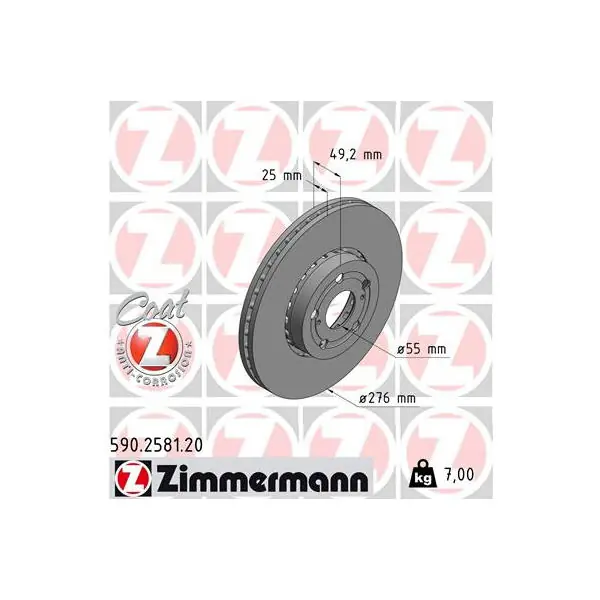 Brzdový kotouč ZIMMERMANN 590.2581.20 Cenově Výhodný