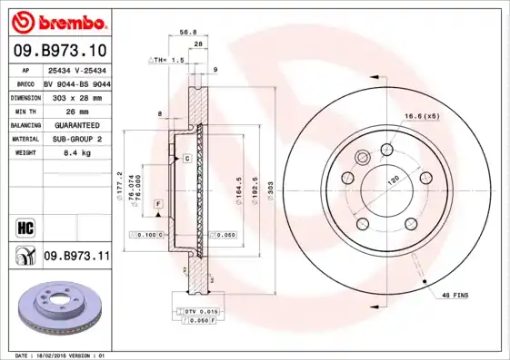 Brzdový kotouč BREMBO 09B97311 Sezónní Sleva
