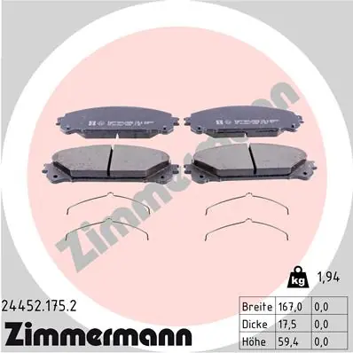 Omezená Nabídka Sada brzdových destiček, kotoučová brzda ZIMMERMANN 244521752