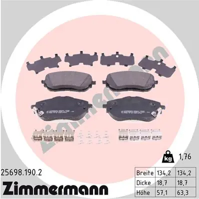 Sezónní Sleva Sada brzdových destiček, kotoučová brzda ZIMMERMANN 256981902