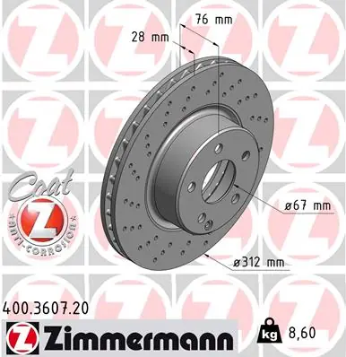 Brzdový kotouč ZIMMERMANN 400360720 Aktuální