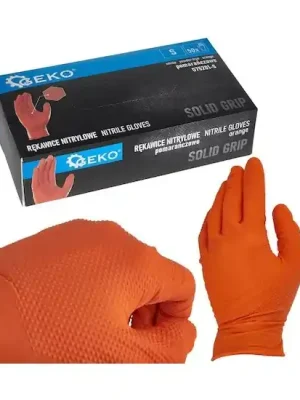 Nitrilové rukavice Solid Grip, pevné, odolné chemikáliím, 50 ks, oranžové, velikost S - GEKO Ihned K Objednání