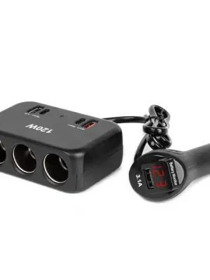 Víkendová Akce Prodlužovací zásuvkai 2x USB-A 1x USB-C QC4.0 12V 24V 120W 80cm AMIO-04366