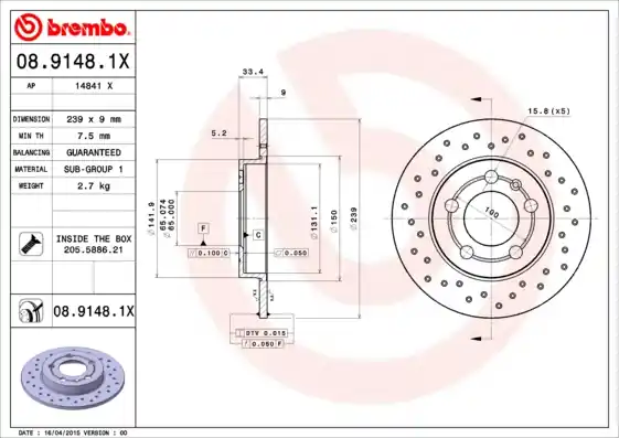 Brzdový kotouč BREMBO 0891481X Časově Omezené