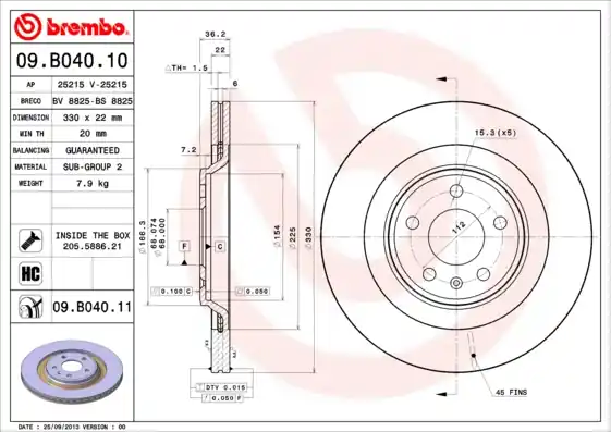 Výprodej Brzdový kotouč BREMBO 09B04011