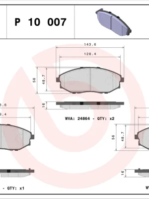 Přímo Od Výrobce Sada brzdových destiček, kotoučová brzda BREMBO P10007