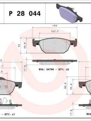 Tovární Cena Sada brzdových destiček, kotoučová brzda BREMBO P28044