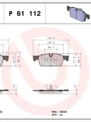 Sada brzdových destiček, kotoučová brzda BREMBO P61112 Sleva