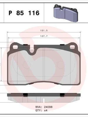 Sada brzdových destiček, kotoučová brzda BREMBO P85116 Pouze Dnes