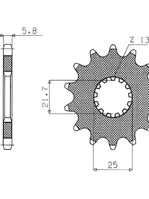 Oblíbený řetězové kolečko pro sekundární řetězy typu 520, SUNSTAR (14 zubů)