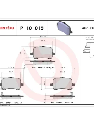Bezpečná Platba Sada brzdových destiček, kotoučová brzda BREMBO P 10 015